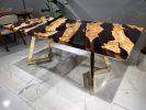 Natural Olive Epoxy Table - Black Dining Table - Resin Table | Tables by Tinella Collection. Item composed of wood & synthetic compatible with contemporary and country & farmhouse style