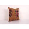Vintage Handwoven Floral Pattern Square Kilim Pillow, Needle | Cushion in Pillows by Vintage Pillows Store