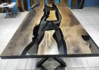 Brown Walnut Smoke Epoxy Resin Dining Table | Tables by LuxuryEpoxyFurniture. Item made of wood & synthetic