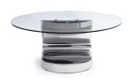 Cufflink Cocktail table | Tables by Greg Sheres. Item made of steel with glass