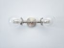 2-Arm Modern Antique Brass Wall Sconce Clear Glass Orbs | Sconces by Retro Steam Works. Item composed of metal in industrial style
