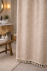 Valencia Tufted Beige Shower Curtain | Curtains & Drapes by Busa Designs
