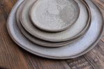 STC organic natural shape stoneware plate in grey cream | Dinnerware by Laima Ceramics. Item composed of stoneware compatible with minimalism style