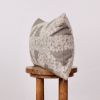 Embroidered Stitch on Grey Linen Lumbar Pillow 15x23 | Pillows by Vantage Design