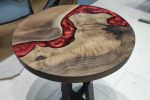 Custom Order 24 " Round Walnut Metallic Red Epoxy Dining | Dining Table in Tables by LuxuryEpoxyFurniture. Item composed of wood and synthetic