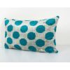 Blue Ikat Velvet Pillow Cover, Silk Velvet Polka Dot Pillow | Cushion in Pillows by Vintage Pillows Store