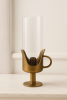 Halo Hurricane Candle Holder with Handle — Antique Brass Finish | Decorative Objects by Raíz Studio