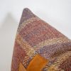 Pink & Purple Plaid with Camel Leather Cross Pillow 12x20 | Pillows by Vantage Design
