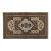 Vintage Brown Turkish Kars Rug with Mid-Century Modern Style | Runner Rug in Rugs by Vintage Pillows Store. Item made of cotton & fiber
