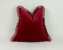 Red and pink pillow, red with pink fringe pillow | Pillows by velvet + linen