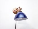 Swing Arm Bedside Reading Wall Light - Antique Brass & White | Sconces by Retro Steam Works. Item made of fabric with brass works with mid century modern style