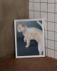 White Cat Blue Eyes Art Print, Fluffy Elegant Painting, Giclée Fine Art | Prints in Paintings by The Ugly Cat Studio