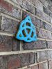 Triquetra Knot Celtic White Clay Pottery Aqua | Wall Sculpture in Wall Hangings by Studio Strietnberger / Knottery Pottery - Kathleen Streitenberger. Item made of ceramic