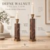 Walnut Wooden Candle Holders Set – Herringbone Marquetry, Gift Box | Serving Tray in Serveware by Vesta Corte