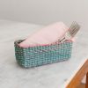Abaca Storage Tray | Aqua + Pink | Decorative Tray in Decorative Objects by NEEPA HUT. Item composed of fiber