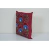 18" x 18" Hand Embroidered Suzani Pillow, Tribal Red Ethnic | Sham in Linens & Bedding by Vintage Pillows Store. Item composed of fabric