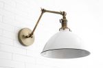 10 Inch White Shade - Adjustable Arm Light - Model No. 9132 | Sconces by Peared Creation. Item composed of brass