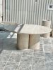 Custom Travertine Dining Table: Fluted Rounded Base, Fully Customizable | Tables by AEGEAN MARBLE ARTISAN ATELIER