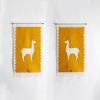 LLAMAS Handwoven Tapestry, Ochre, Set of 2 | Wall Hangings by ANDEAN. Item made of wool with bronze works with contemporary & traditional style