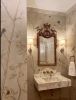 Calacatta Gold Marble Sink: Custom Wall Mount Vessel Basin | Water Fixtures by AEGEAN MARBLE ARTISAN ATELIER