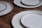 Speckled white irregular plate, handmade handcrafted | Dinnerware by Laima Ceramics. Item made of stoneware works with rustic style