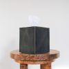 Steel Matte Leather Single Tissue Box Cover | Toiletry in Storage by Vantage Design