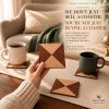 Oak Mahogany Marquetry Coasters, Geometric Wood Veneer Set, Modern Table Decor (Set of 4) | Tableware by Vesta Corte