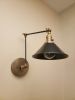 Swing Arm Adjustable Wall Light - Black & Dark Gold | Sconces by Retro Steam Works. Item made of metal works with industrial style