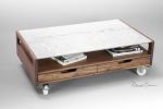 Marble Coffee Table Solid Walnut/Oak Board | Tables by Manuel Barrera Habitables. Item made of oak wood & marble