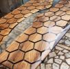 Luxury Custom Order Clear Epoxy Resin Hexagon Honeycomb | Dining Table in Tables by LuxuryEpoxyFurniture. Item composed of wood and synthetic