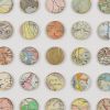 Two Hundred and Fifty Six World Map Dots Collage With Gold Leaf | Paintings by Amelia Coward