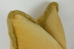 Yellow brush fringe pillow cover, yellow velvet brush fringe | Cushion in Pillows by Velvet Fringe