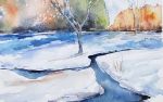 Early Snow | Watercolor Painting in Paintings by Brazen Edwards Artist. Item composed of paper