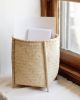 Catchall Woven Basket with Stand | Stripe Noir | Storage Basket in Storage by NEEPA HUT. Item made of wood