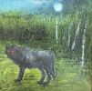 the Girl \the Forest\ the Wolf | Mixed Media in Paintings by Susan Wallis. Item compatible with contemporary and modern style