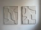 Diptych Wall Art Set (2 pieces) - Modern Textured Plaster Sculptures - Off White Decor - Housewarming Gift - Japandi Style Design | Wall Sculpture in Wall Hangings by Vaiva Art Atelier