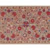 Embroidered Silk Suzani Table Runner with Tulip Motifs , Ecl | Tablecloth in Linens & Bedding by Vintage Pillows Store