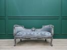 French Style Bench / Dark Gray stressed Gold Leaf  / Tufted | Benches & Ottomans by Art De Vie Furniture