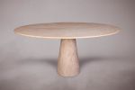 Solitary Cone Travertine Oval Dining Table | Tables by HamamDecor LLC