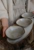 Tapas SET - textured open bowls x3 , natural shape elongated | Plate in Dinnerware by Laima Ceramics. Item composed of stoneware in minimalism style