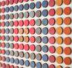 Painted Dot Collage Concentric Squares Red | Paintings by Amelia Coward