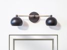 2-Light Vanity Mirror Sconce - Brushed Brass & Matte Black | Sconces by Retro Steam Works. Item made of brass