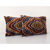 Pair Silk Ikat Velvet Pillow, Set of Two Silk Ikat Lumbar | Cushion in Pillows by Vintage Pillows Store