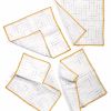 Summer School White and Gold Grid Cocktail Napkins, Set of 4 | Linens & Bedding by Willow Ship