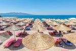 Mango Beach Bamboo Umbrellas in Sarande, Albania | Photography by Richard Silver Photo