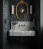 Hand-Carved Fluted Carrara Marble Wall-Mount Sink with Backsplash | Water Fixtures by AYMARBLEDESIGN LLC