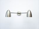 Bathroom Vanity Wall Double Sconce - Brushed Nickel Light | Sconces by Retro Steam Works. Item composed of brass in mid century modern or contemporary style