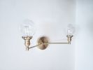 2-Light Vanity Mirror Sconce - Brushed Brass Modern | Sconces by Retro Steam Works. Item made of brass with glass