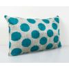 Blue Ikat Velvet Pillow Cover, Silk Velvet Polka Dot Pillow | Cushion in Pillows by Vintage Pillows Store