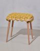 Desert Yellow Vegan Suede Woven Stool | Chairs by Knots Studio. Item made of wood with fabric